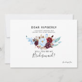 埃っぽい青とブルゴーニュが私の花嫁になる 招待状 (正面)