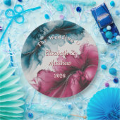 埃っぽい青とブルゴーニュ結婚ーの渦 ペーパープレート (パーティー)