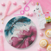 埃っぽい青とブルゴーニュ結婚ーの渦 ペーパープレート (パーティー)