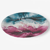 埃っぽい青とブルゴーニュ結婚ーの渦 ペーパープレート (アングル)