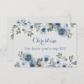 埃っぽい青と灰色のフローラは私のメイド・オブ・オーナー(花嫁付き添い人) 招待状 (正面/裏面)