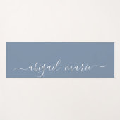 埃っぽい青と白のスクリプパーソナライズされたトをリバーシブル ヨガマット (正面(横))