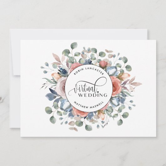 埃っぽい青と赤面、オンライン結婚仮想 招待状 (裏面)