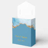 埃っぽい青と金ゴールドアガートカスタムウェディング フェイバーボックス (オープン)