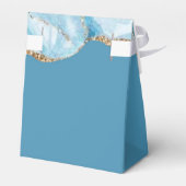 埃っぽい青と金ゴールドアガートカスタムウェディング フェイバーボックス (裏面サイド)