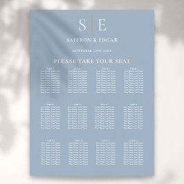 埃っぽい青と金ゴールドモノグラム結婚の座席表 ポスター