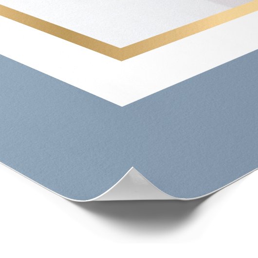 埃っぽい青と金ゴールド写真結婚のウェルカムサイン ポスター (角)