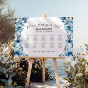 埃っぽい青結婚フローラの座席表テンプレート キャンバスプリント