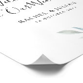 埃っぽい青結婚フローラの歓迎サイン ポスター (角)