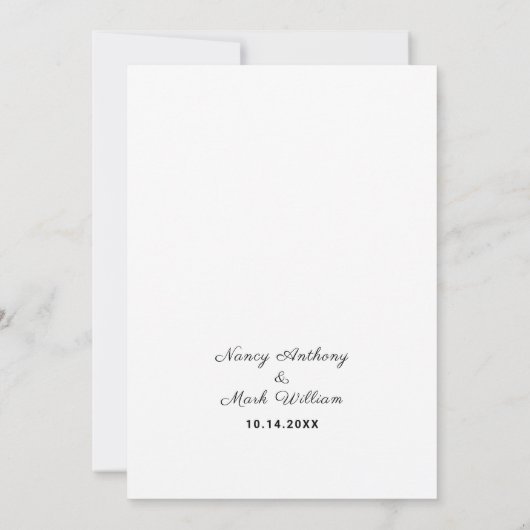 埃っぽエレガントい青いフローラのゴールデ結婚ンフレーム 招待状 (裏面)