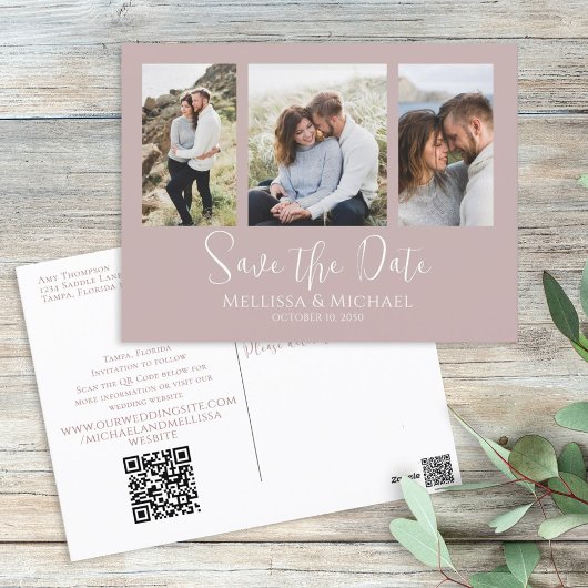 埃のバラシンプルミニマル写真コラージュQRコード ポストカード