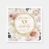 埃のバラフローラ90誕生日ナプキンカスタマイズ可能 スタンダードカクテルナプキン (正面)