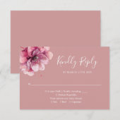 埃の多いエレガントバラ水の色のフローラ結婚 出欠カード (正面/裏面)