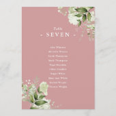 埃の多いバラの緑のシーティングプランのテーブル番号 招待状 (裏面)