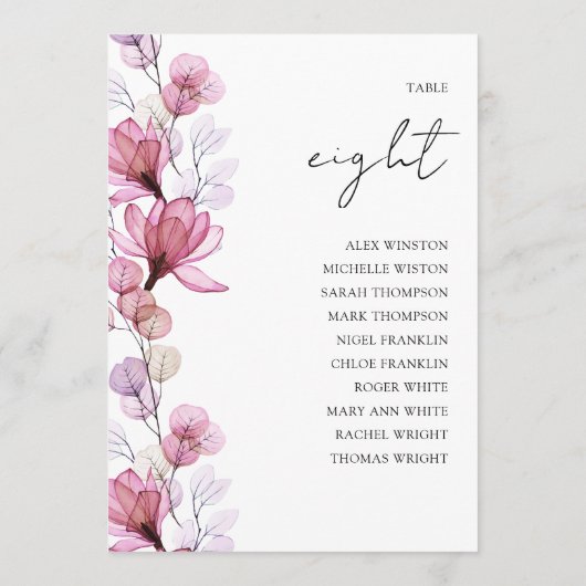 埃の多いバラフローラフォトテーブル番号座席表 招待状 (裏面)