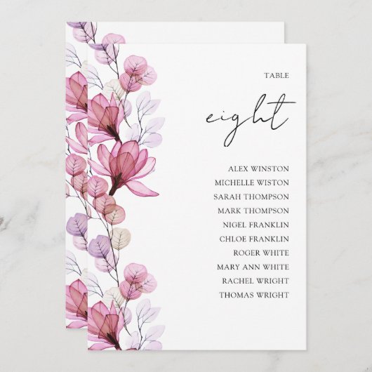 埃の多いバラフローラフォトテーブル番号座席表 招待状 (正面/裏面)