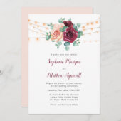 埃の多いバラブルゴーニュユーカリ結婚ライツ 招待状 (正面/裏面)