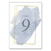 埃の多い金ゴールドと結婚ブルーのテーブルカード テーブルナンバー (裏面)