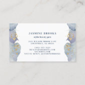 埃の多い青い水色の金ゴールドアクセント 名刺 (裏面)