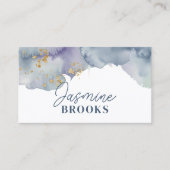 埃の多い青い水色の金ゴールドアクセント 名刺 (正面)