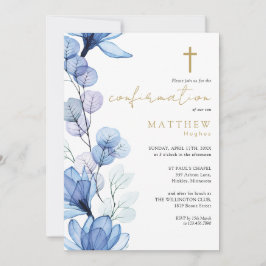 埃の多い青の透明なフローラ金ゴールドの確認 招待状