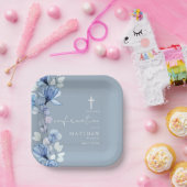 埃の多い青の透明フローラの確認 ペーパープレート (パーティー)