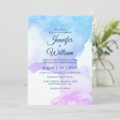 埃の多い青エレガント水モダン色のインク注入 招待状 (スタンド正面)