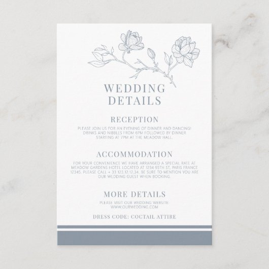 埃の多い青クラシカルフローラ結婚の詳細カード エンクロージャーカード (正面)