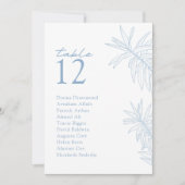 埃の多い青モダンいボタニカルテーブルのシーティングカード (正面)