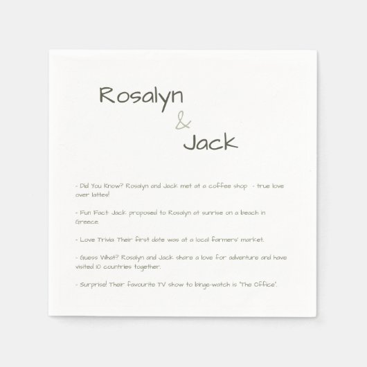 埃の緑の手書きカジュアルおもしろいファクトのナプキン スタンダードカクテルナプキン (正面)