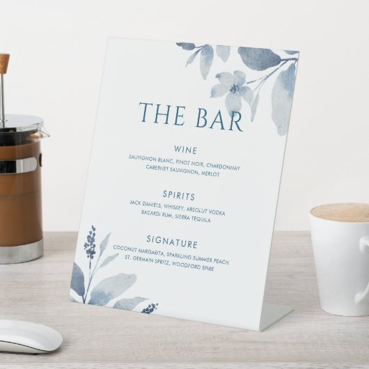 埃の青い水色のフローラ結婚のバーのメニューサイン 台座サイン (インサイチュ)