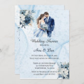 埃アルコールインクフローラウェディングシャワー 招待状 (正面/裏面)