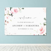 埃エレガントの多いバラと灰色の結婚装飾 キャンバスプリント (インサイチュ (ウッドフロア))