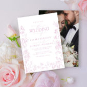 埃エレガントの多いバラChinoiserieの結婚写真 招待状