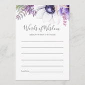 埃バイオレットウォーター色フローラベビーシャワーアドバイス アドバイスカード (正面)