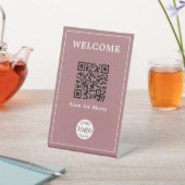 埃バラカフェメニューQRコード事業会社ロゴ 台座サイン (インサイチュ)