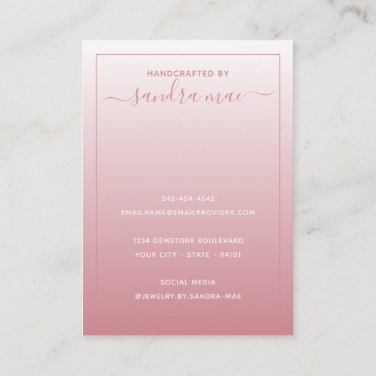 埃バラ赤面ピンクグラデーションジュエリー表示カード 名刺 (裏面)