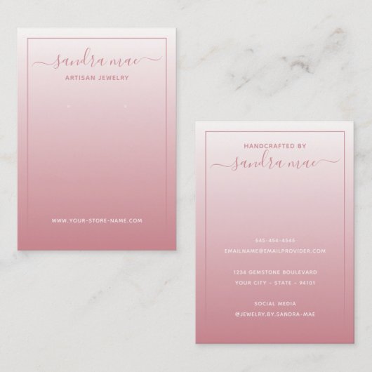 埃バラ赤面ピンクグラデーションジュエリー表示カード 名刺 (正面/裏面)