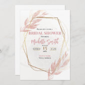 埃バラ金ゴールドユーカリフローラブライダルシャワー 招待状 (正面/裏面)