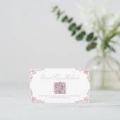 埃ピンクヴィンテージエレガントQRコードWebサイトカード プレイスカード (スタンド正面)