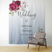 埃結婚っぽい青いブルゴーニュ花模様の写真背景 タペストリー (インサイチュ)