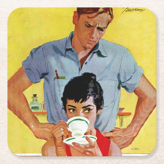 埋め合わせに遅過ぎる スクエアペーパーコースター (正面)