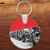 埋め込みキャディラックと赤い空 キーホルダー (正面)