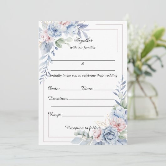 埋め込み空白のフローラ結婚式招待状 招待状 (スタンド正面)