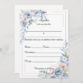 埋め込み空白のフローラ結婚式招待状 招待状 (正面/裏面)