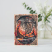 埋葬式のバイキング船の燃焼 シーズンポストカード (スタンド正面)