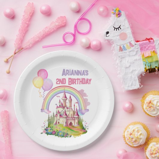 城お洒落風船2回目の誕生日 ペーパープレート (パーティー)