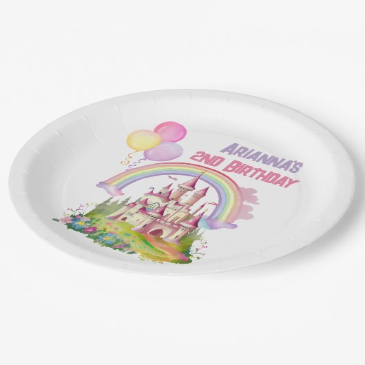 城お洒落風船2回目の誕生日 ペーパープレート (アングル)