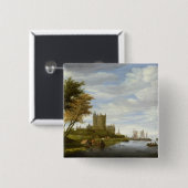 城が付いている川の河口 缶バッジ (正面&裏面)