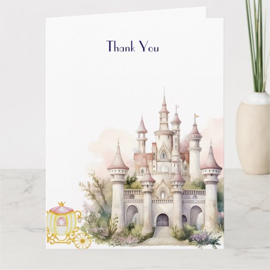城と妖精の双子の赤ちゃんシャワー サンキューカード (正面)